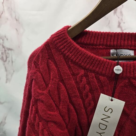 SNDYS Sweater Womens XXL 2X Red Jumper Wide Balloon Oversized Revolve - Picture 2 of 12